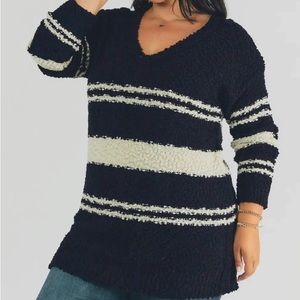 Navy and white sweater